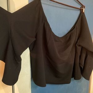 Crop top off the shoulder with 3/4 bell sleeves